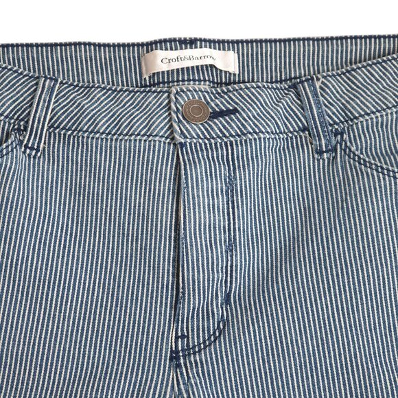 Women Croft Barrow Blue Pin Striped 36 In Waist Stretch Bermuda Shorts Size 14 - Picture 2 of 6